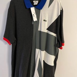 Lacoste men’s Union Jack UK flag polo shirt size 8 /XXL. New with Tags.